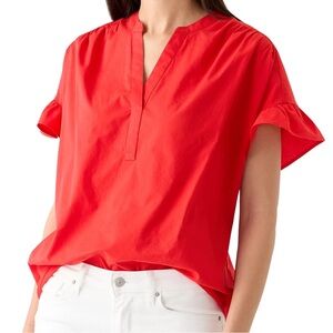 Crown & Ivy Bright Red Bell Sleeve Blouse size L